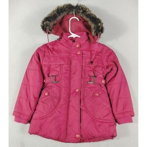 Most Kids Coat Girls 7 Pink Hooded Faux Fur Trim Parka Winter Puffer‎ Warm